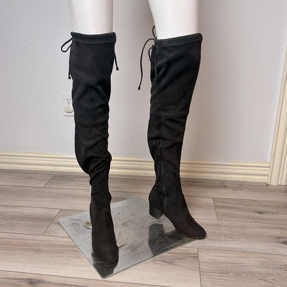 Breckelles Vanessa over the knee suede chunky heel boots Size 7 EUC